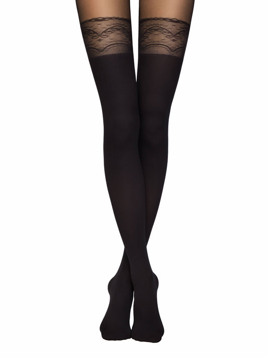 Conte (Poland) Delight 50 Den - Fantasy Women's Tights - "imitation stockings with openwork slimming panties" (16C-129/1SP)