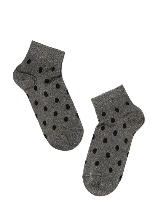 Conte Active #19S-61SP(155) - 1 pair Cropped Viscose Women's Socks (with metallic lurex shimmer and a polka-dot pattern)