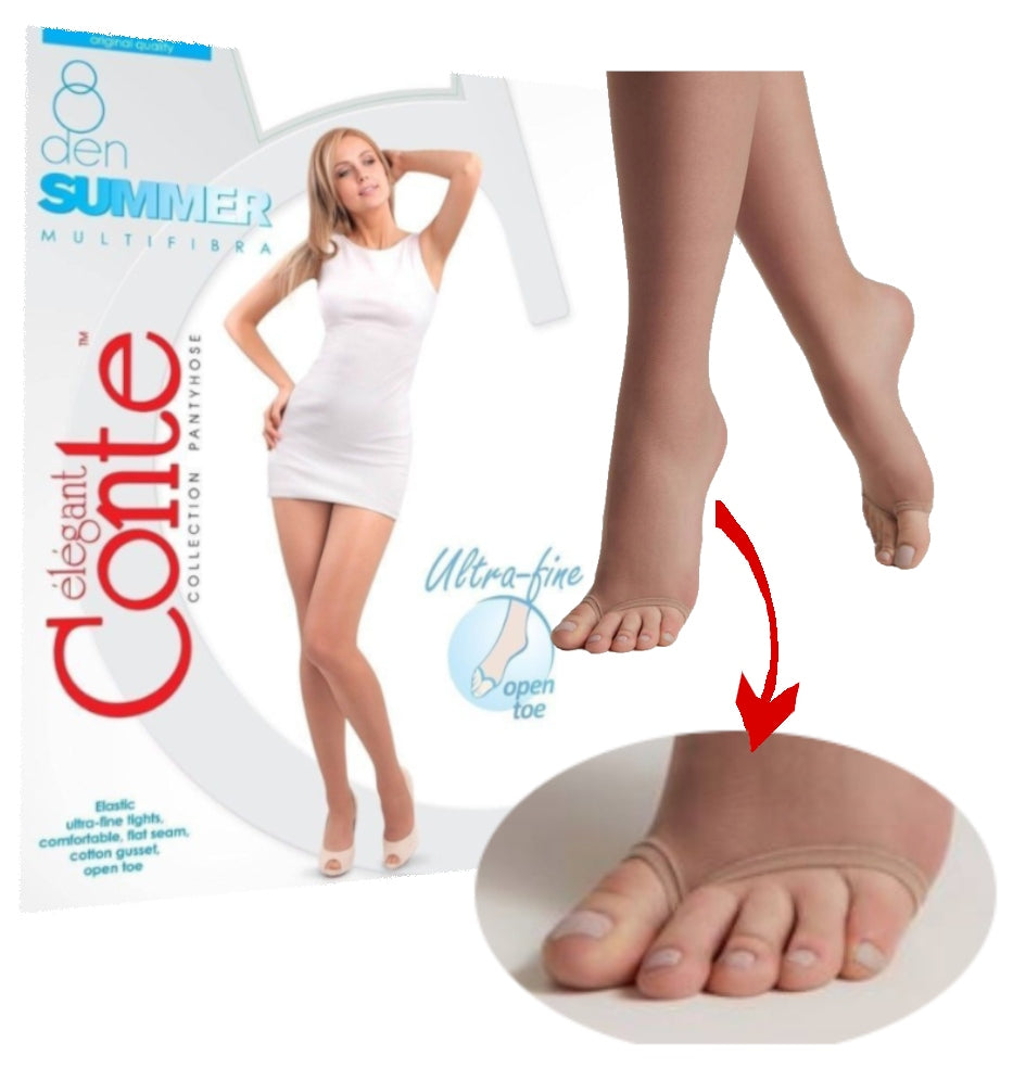 Conte(Poland) Summer 8 Den Open Toe - Ultra-Thin Women's Pantyhose (14S-31SP)