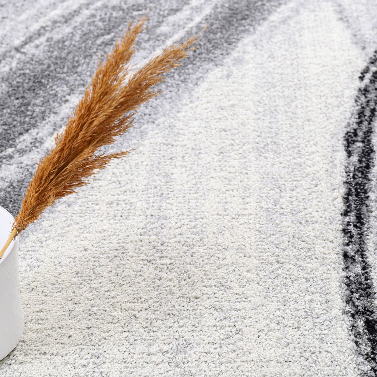 Modern Area Rug Fiesta with Artistic Waves in Grey Tones