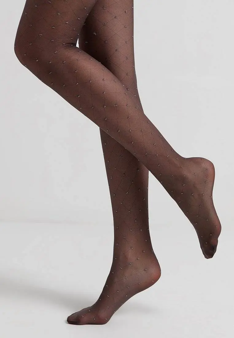 Conte Lusso 20 Den - Fantasy Women's Tights with diamond pattern & lurex polka dots (20S-92SP)