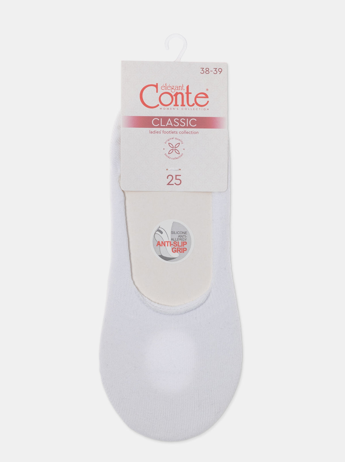 Conte Classic #16S-12SP - 1 pair 70% Cotton No-show Women's Footlets