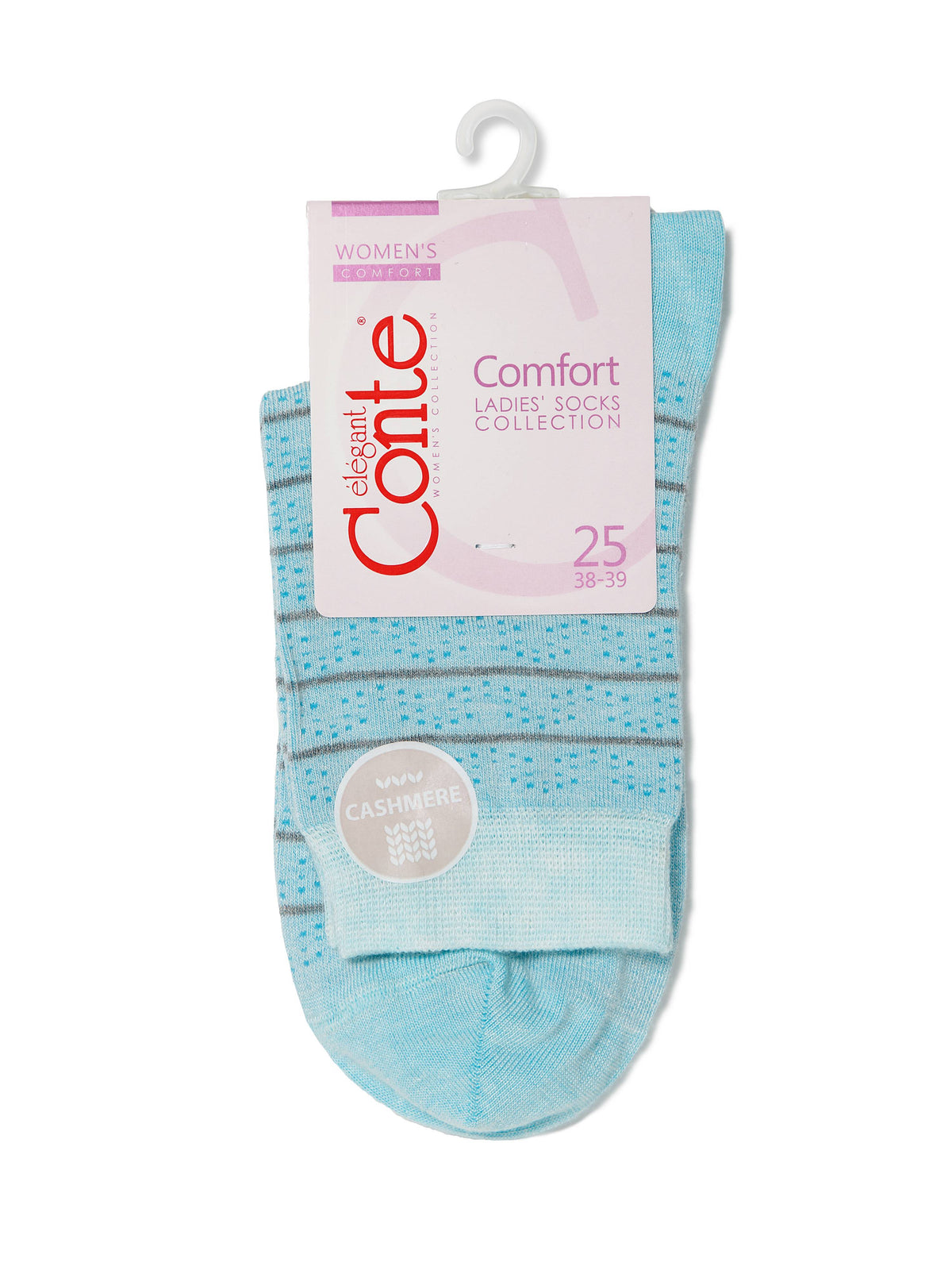 Conte Comfort #14S-66SP(047) - 1 pair 7% Cashmere 63% Viscose Women's Socks with striped pattern