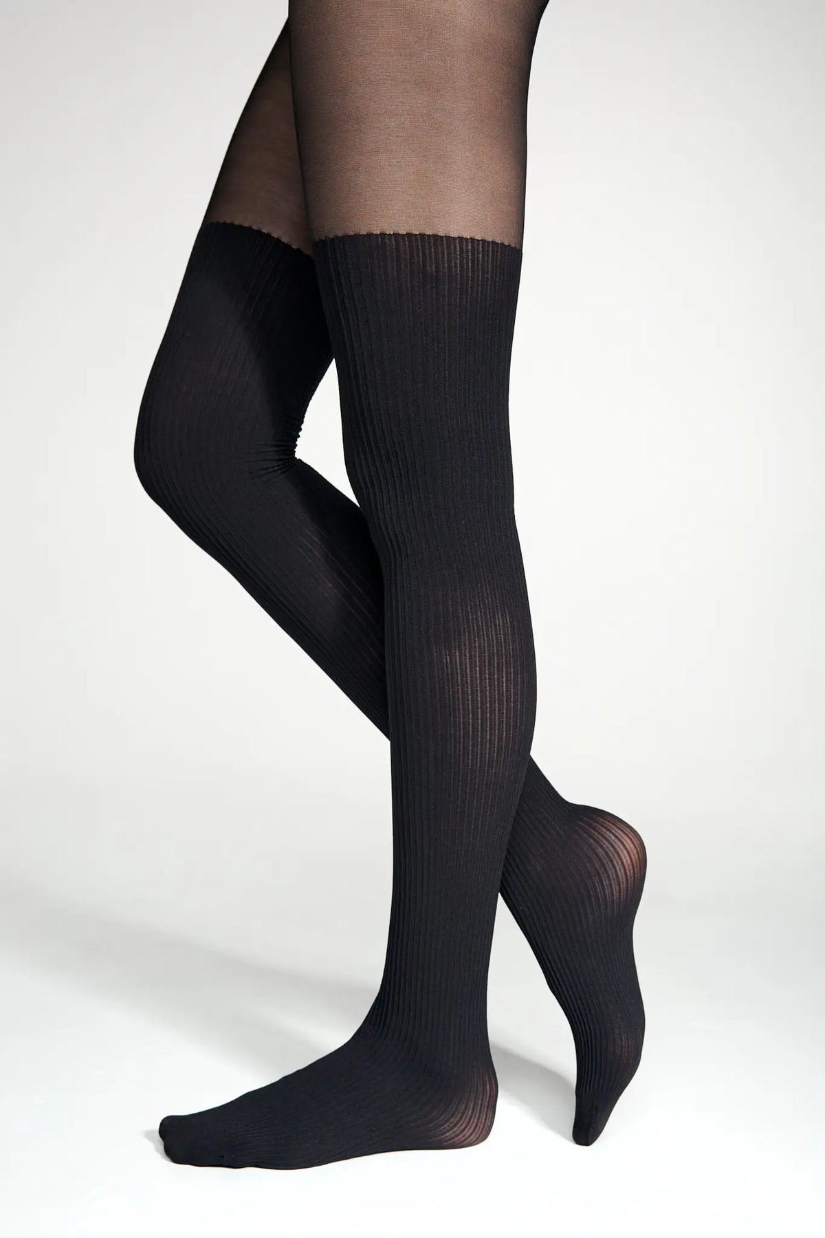 Conte Caprice 40/60 Den - Fantasy Women's Tights with Imitation Golf in Ribbed (24S-181SP)