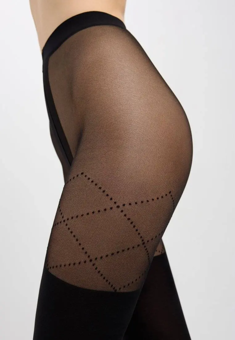 Conte Fabia 50 Den - Fantasy Women's Tights with imitate stockings & geometric pattern of dots (21S-177SP)