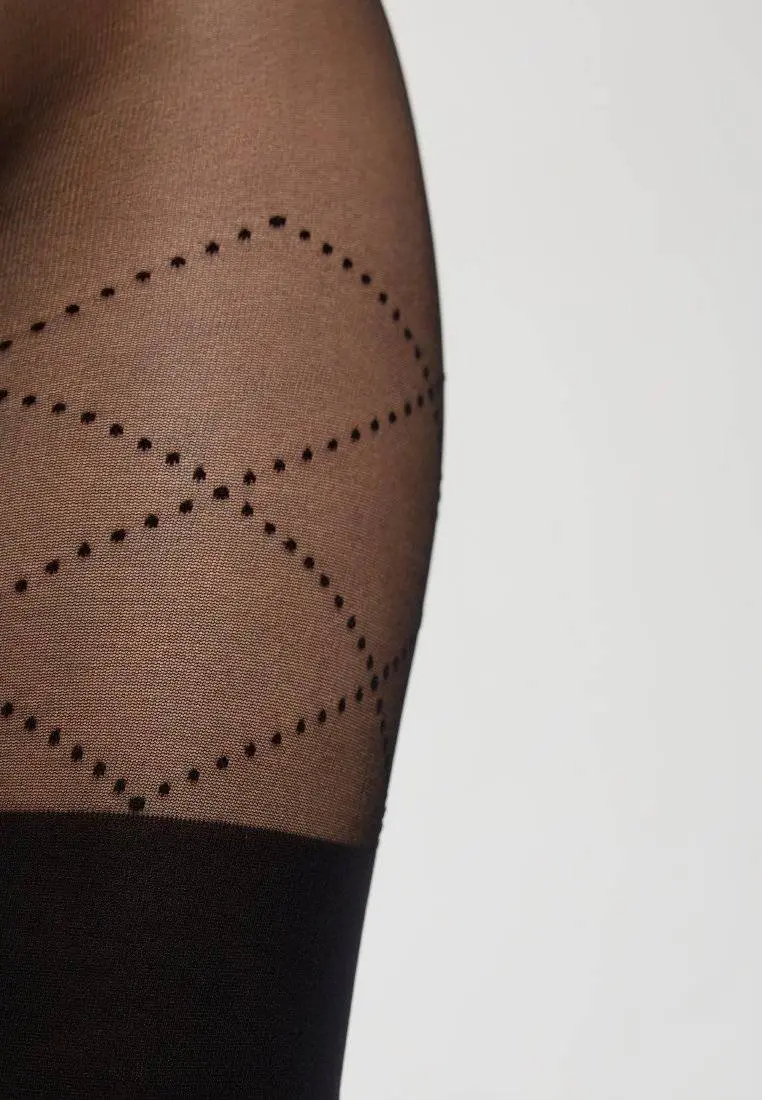 Conte Fabia 50 Den - Fantasy Women's Tights with imitate stockings & geometric pattern of dots (21S-177SP)