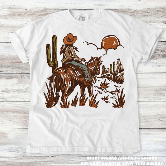 Cowgirl Sunset Western Tee - Printed On Comfort Colors