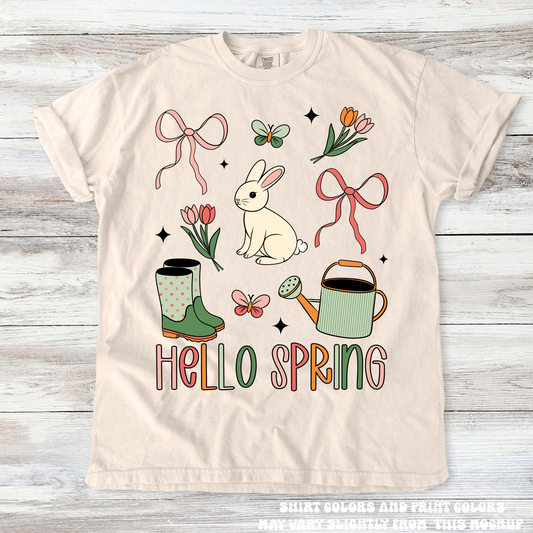 Hello Spring Grading Easter Bunny Tee - Printed On Comfort Colors