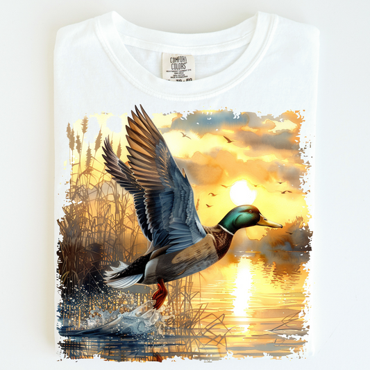 Retro Nature Scene Mallard Duck Shirt - Printed On Comfort Colors