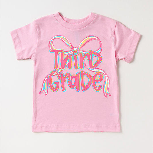 Girls 3rd Grade Bow Back To School Shirt - First Day Of School Tee