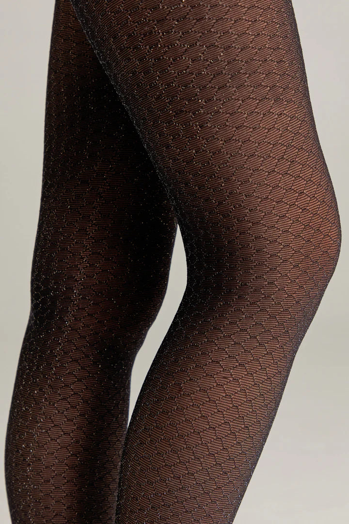Conte Silver 40 Den - Fantasy Women's Tights with a shimmery openwork honeycomb pattern (20С-94СП)