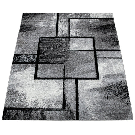 Gray Black Area Rug Mondial Modern Paint Effect