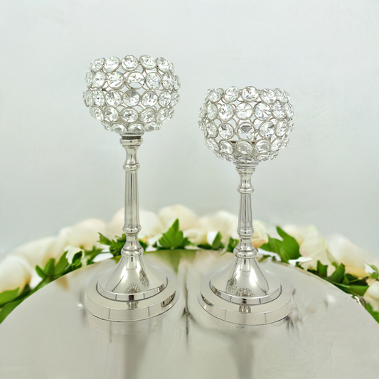 Vibhsa Hurricane Set of 2 Crystal Candle Holder