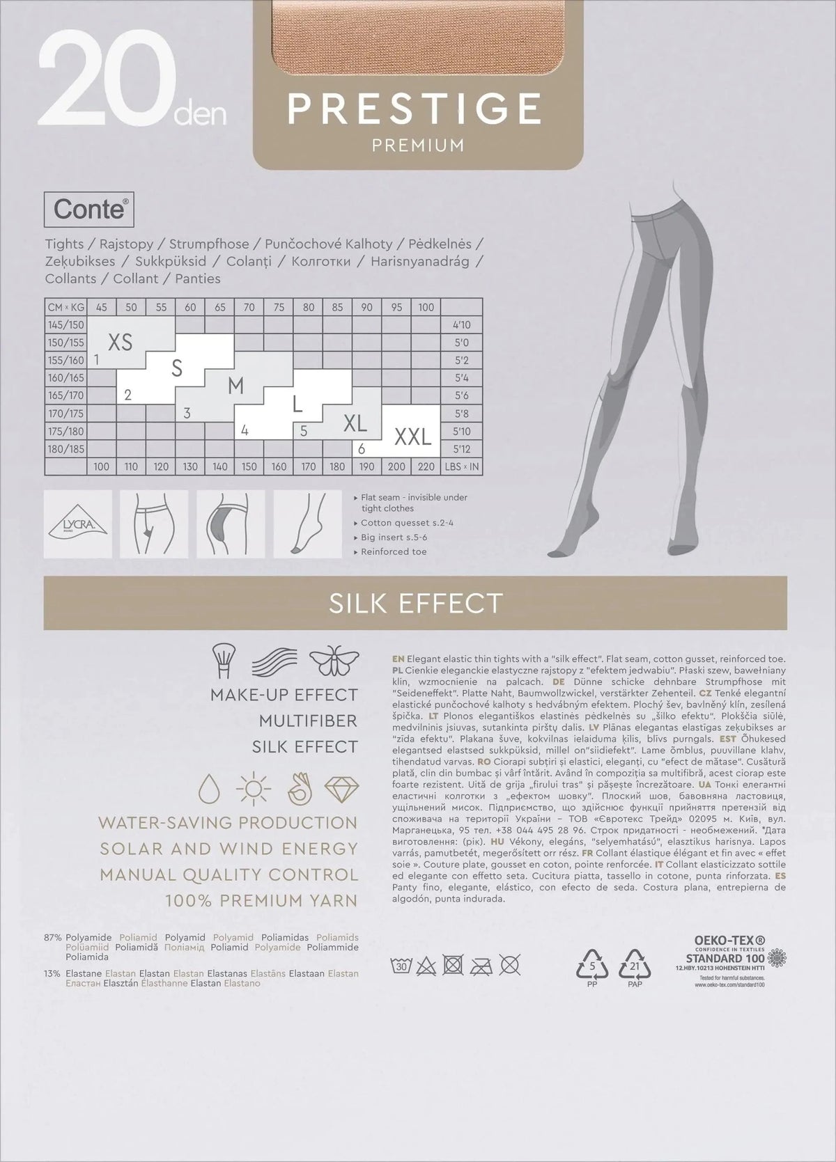 Conte Prestige 20 Den - Classic Sheer to Waist T-top Women's Tights (8S-43SP)