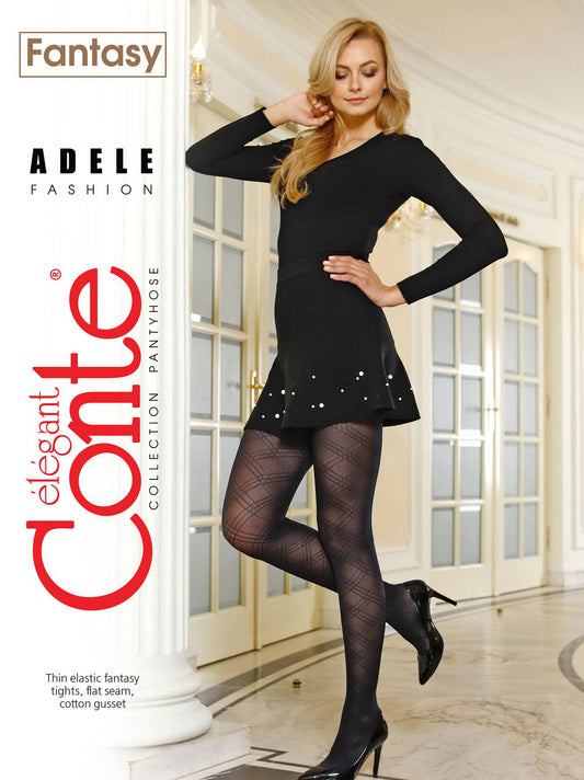 Conte Adele 45 Den - Fantasy Women's Tights with a relief geometric pattern "diamond" (18S-16SP)