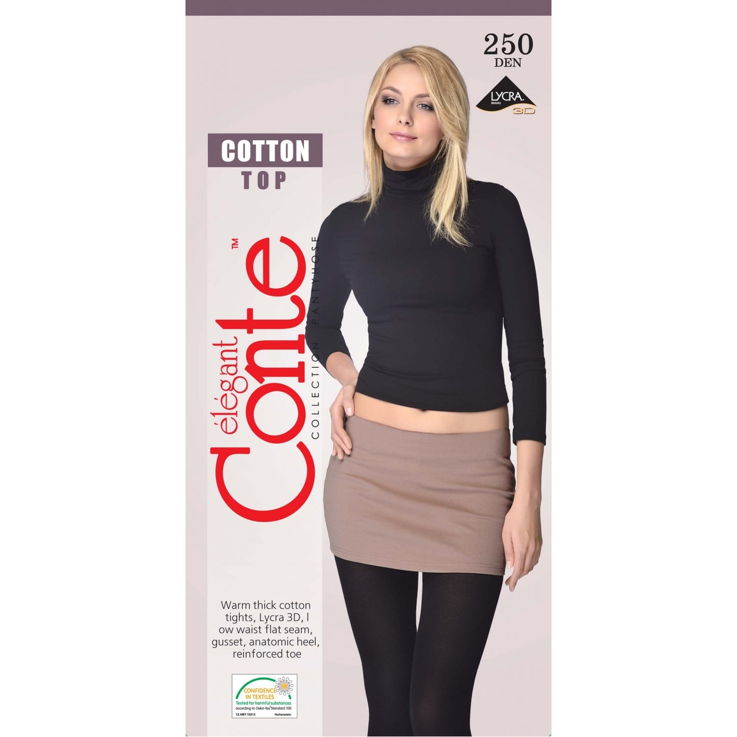Conte Cotton Top 250 Den - 65% Cotton Warm Opaque Low Waist Women's Tights (7S-36SP)