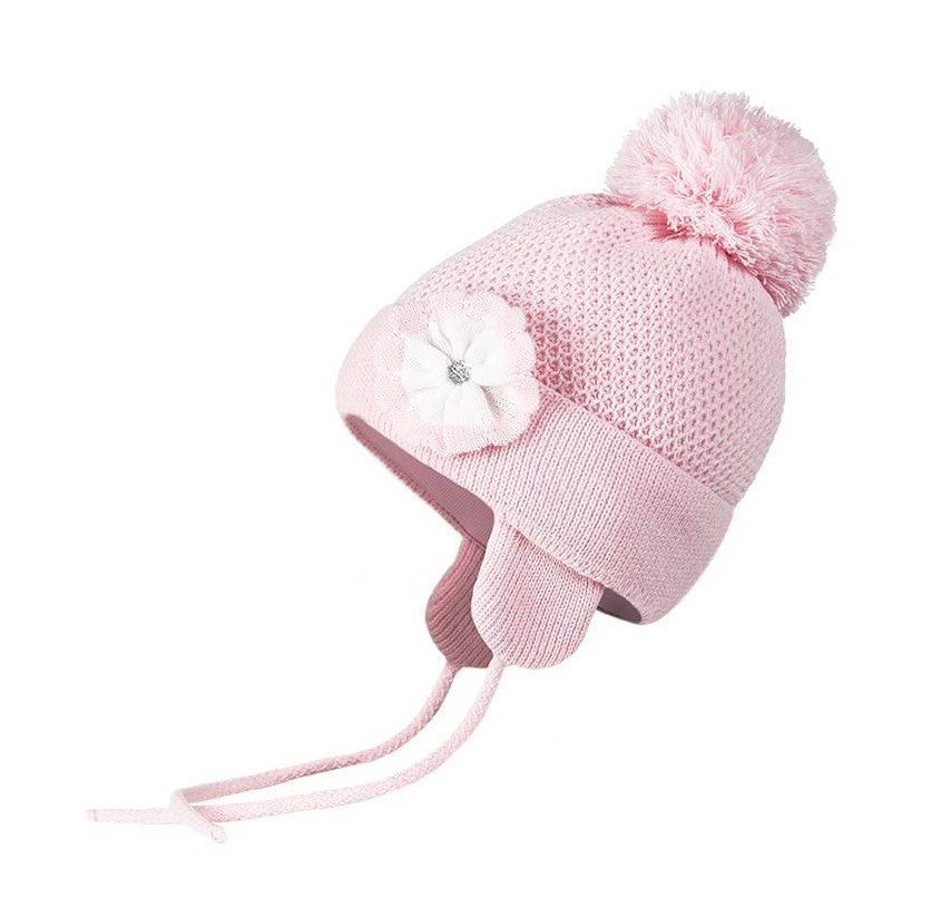 Conte/Esli double knitted kids hat with insulation, cotton lining & pom-pom - For Girls (16С-105СП)