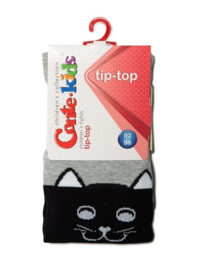 #4С-02СП(466) - Классические однотонные хлопковые колготки Tip-Top Conte-Kids с кошачьей мордочкой для девочек 2 лет, 4 лет, 6 лет, 8 лет, 10 лет, 12 лет.