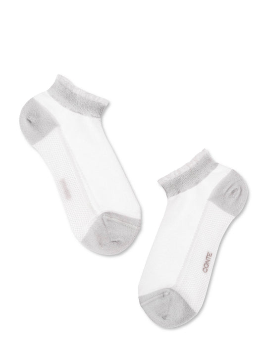 Conte Active #20S-27SP(229) - 1 pair Cotton Cropped Women's Socks (with Polyamide Sheer Mesh)