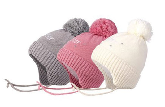 Дитяча шапка подвійного в'язання Conte/Esli з утеплювачем, бавовняною підкладкою та помпонами - Для дівчаток (16С-137СП)