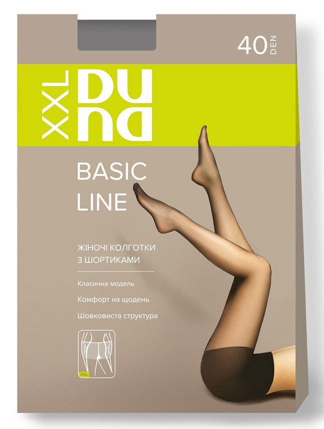 Duna (Ukraine) Basic Line 40 Den - Classic Plus Size Women's Tights with a Reinforced Shorts (#1120)