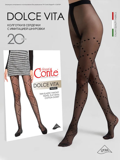 Conte Dolce Vita 20 Den - Fantasy Women's Tights with "hearts" pattern (21S-99SP)