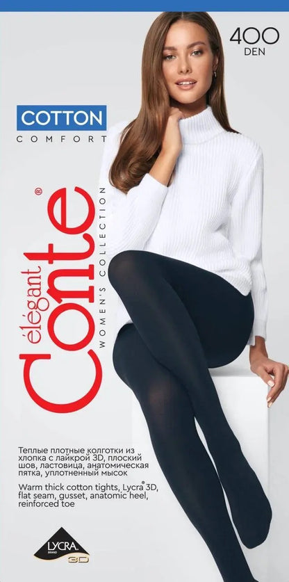 Conte Cotton 400 Den - 90% Cotton Warm Opaque Women's Tights (7S-25SP)