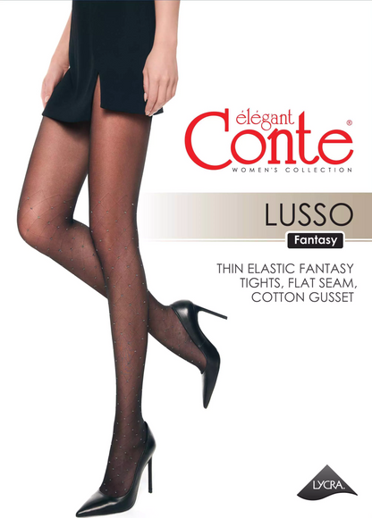 Conte Lusso 20 Den - Fantasy Women's Tights with diamond pattern & lurex polka dots (20S-92SP)