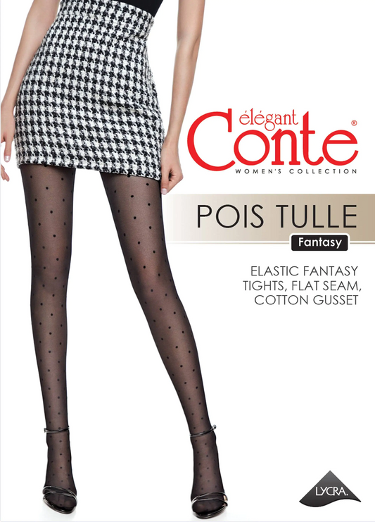 Conte Pois Tulle 30 Den - Fantasy Women's Tights with a dots pattern & tulle effect (22С-47СП)