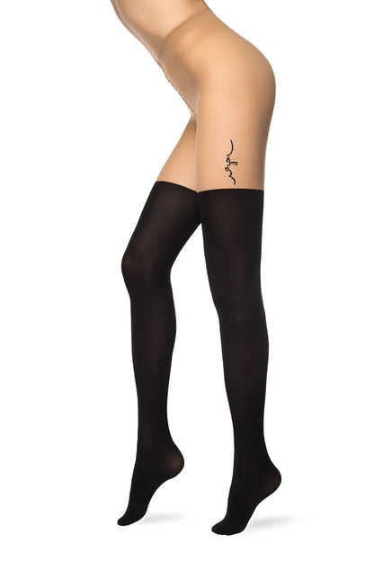 Conte Lovely 20/60 Den - Fantasy Women's Tights imitation stockings with a tattoo design (18S-11SP)