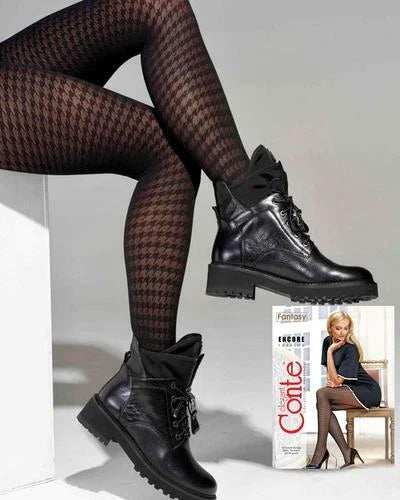 Conte Encore 25 Den - Fantasy Women's Tights with an openwork houndstooth pattern (17S-77SP)