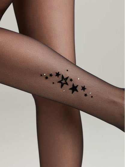 Conte Stars 20 Den - Thin Fantasy Women's Tights - stars with rhinestones (16S-42SP)