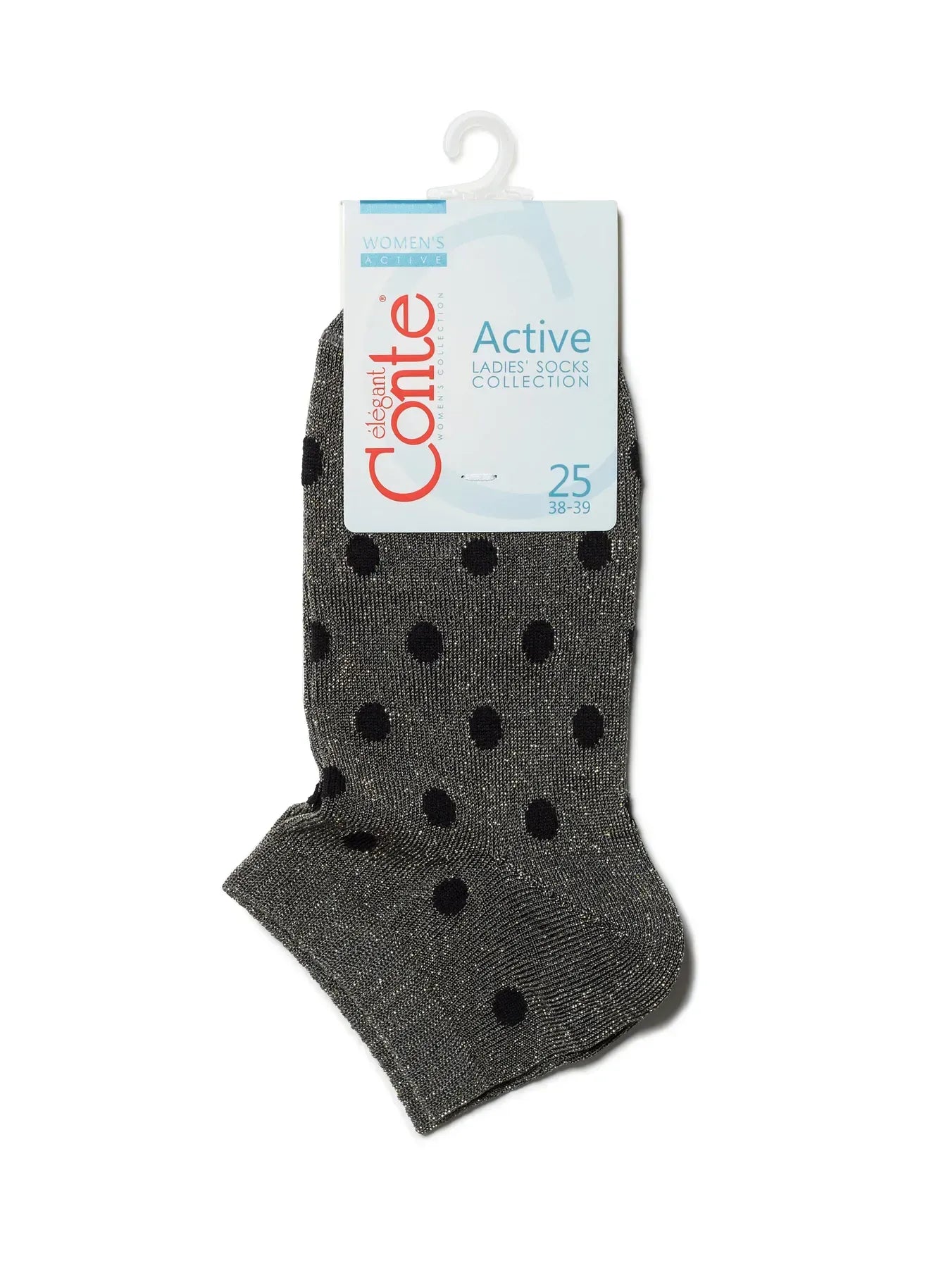 Conte Active #19S-61SP(155) - 1 pair Cropped Viscose Women's Socks (with metallic lurex shimmer and a polka-dot pattern)