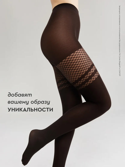 Conte Impulse 60 Den - Fantasy Women's Tights with large mesh and imitation stockings (18S-13SP)