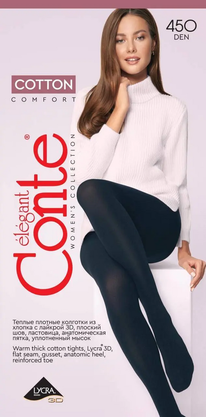 Conte Cotton 450 Den - 43% Cotton Warm Opaque Women's Tights (7С-75СП)