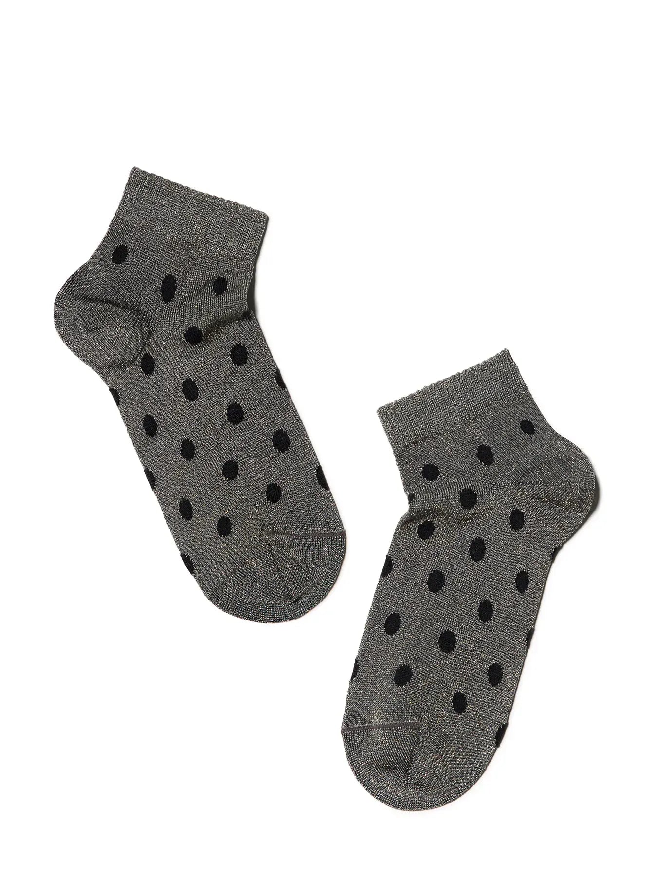 Conte Active #19S-61SP(155) - 1 pair Cropped Viscose Women's Socks (with metallic lurex shimmer and a polka-dot pattern)