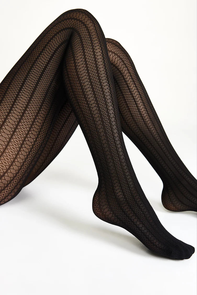 Conte Lacy Line 30 Den - Fantasy Women's Tights with openwork pattern and vertical stripes (22S-134SP)