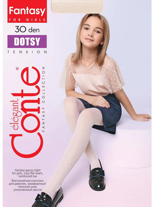 Conte Dotsy 30 Den - Fantasy Tights For Girls With a Polka Dots - 4yr. 6yr. 8yr. 10yr. 12yr. (22С-143СП)
