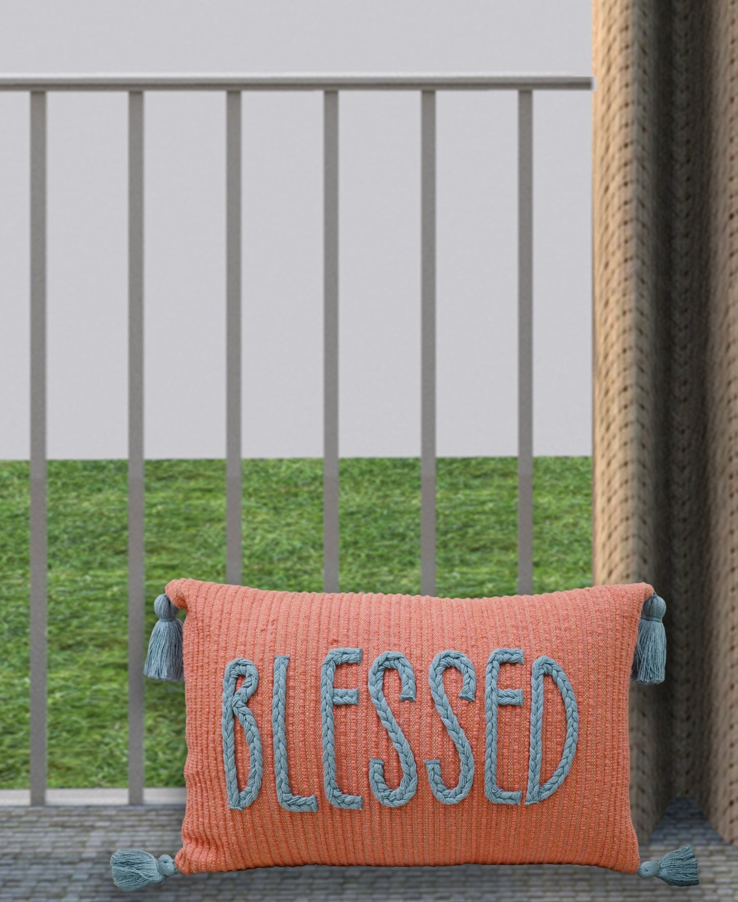 Handwoven Braid Couching Decorative Pillow, 14"X24"