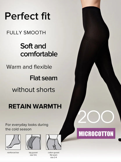 Conte Microcotton 200 Den - 68% Cotton Warm Opaque Women's Tights (18С-70СП)