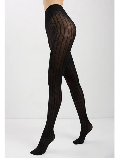 Conte Lacy Line 30 Den - Fantasy Women's Tights with openwork pattern and vertical stripes (22S-134SP)