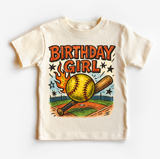 Girls Softball Birthday Shirt - Girls Birthday Tee