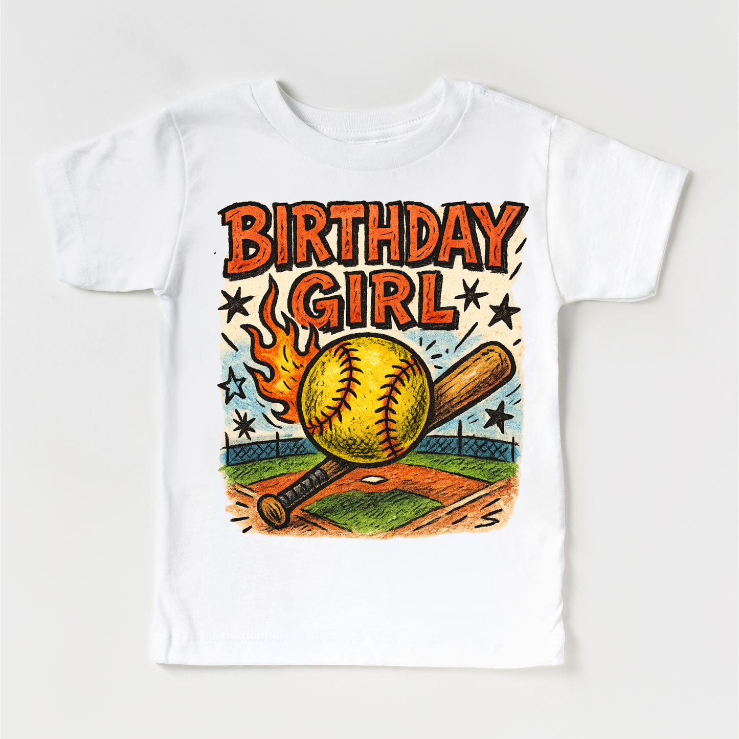 Girls Softball Birthday Shirt - Girls Birthday Tee