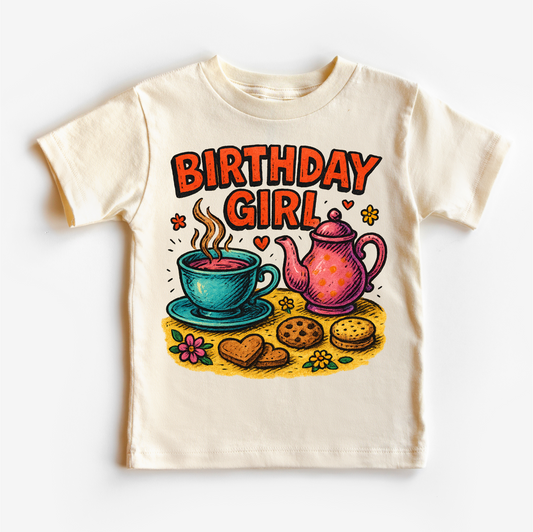 Girls Tea Party Birthday Shirt - Girls Birthday Tee
