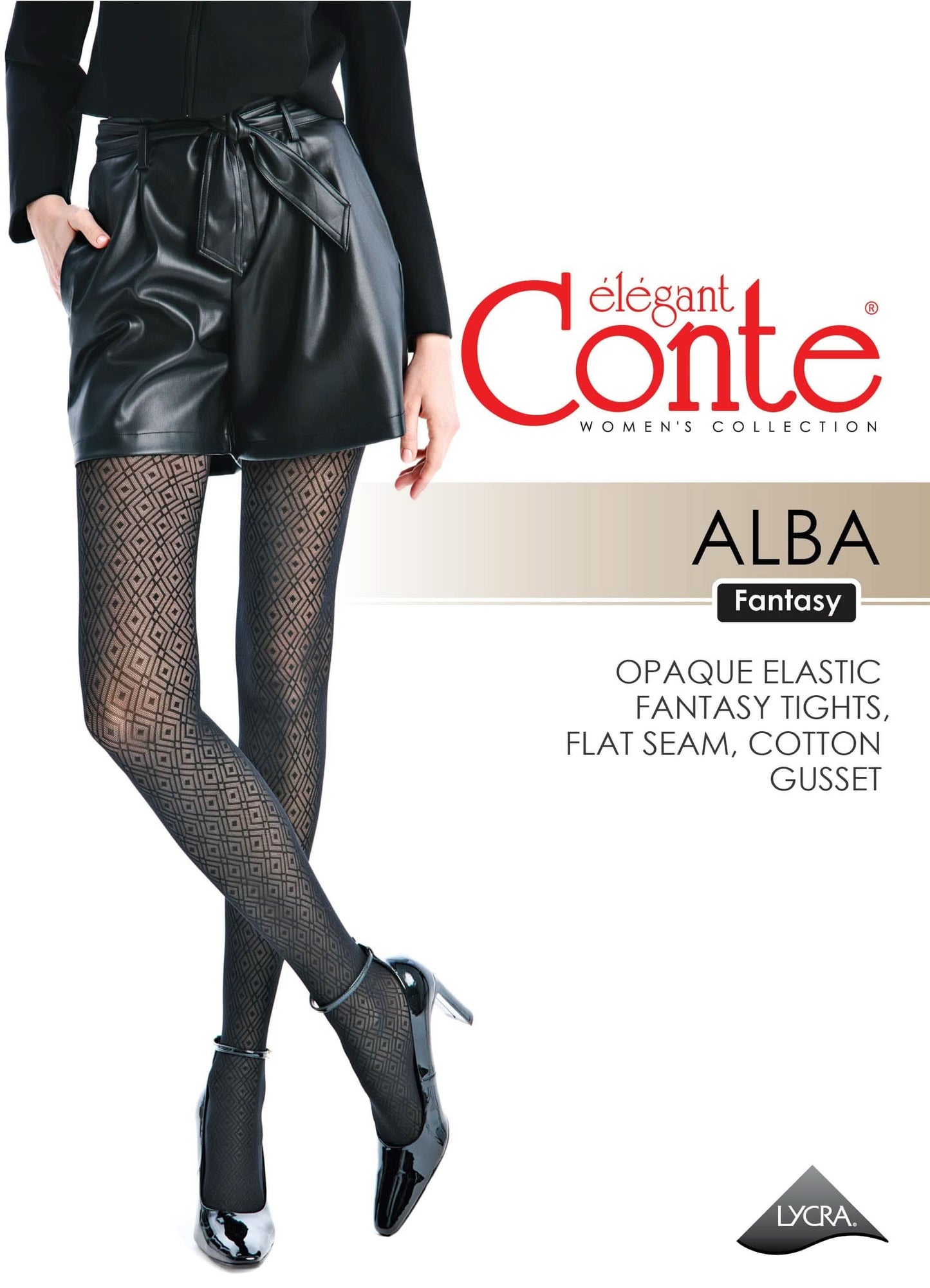 Conte Alba 50 Den - Fantasy Women's Tights with Geometric Diamond Pattern (23S-146SP)