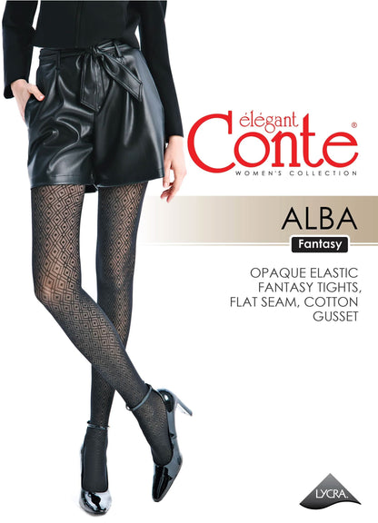 Conte Alba 50 Den - Fantasy Women's Tights with Geometric Diamond Pattern (23S-146SP)