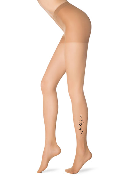 Conte Stars 20 Den - Thin Fantasy Women's Tights - stars with rhinestones (16S-42SP)