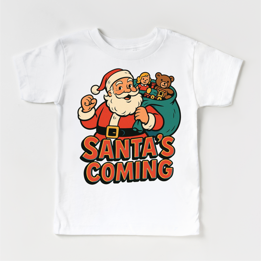Santa Is Coming Kids Christmas Shirt - Christmas Tee