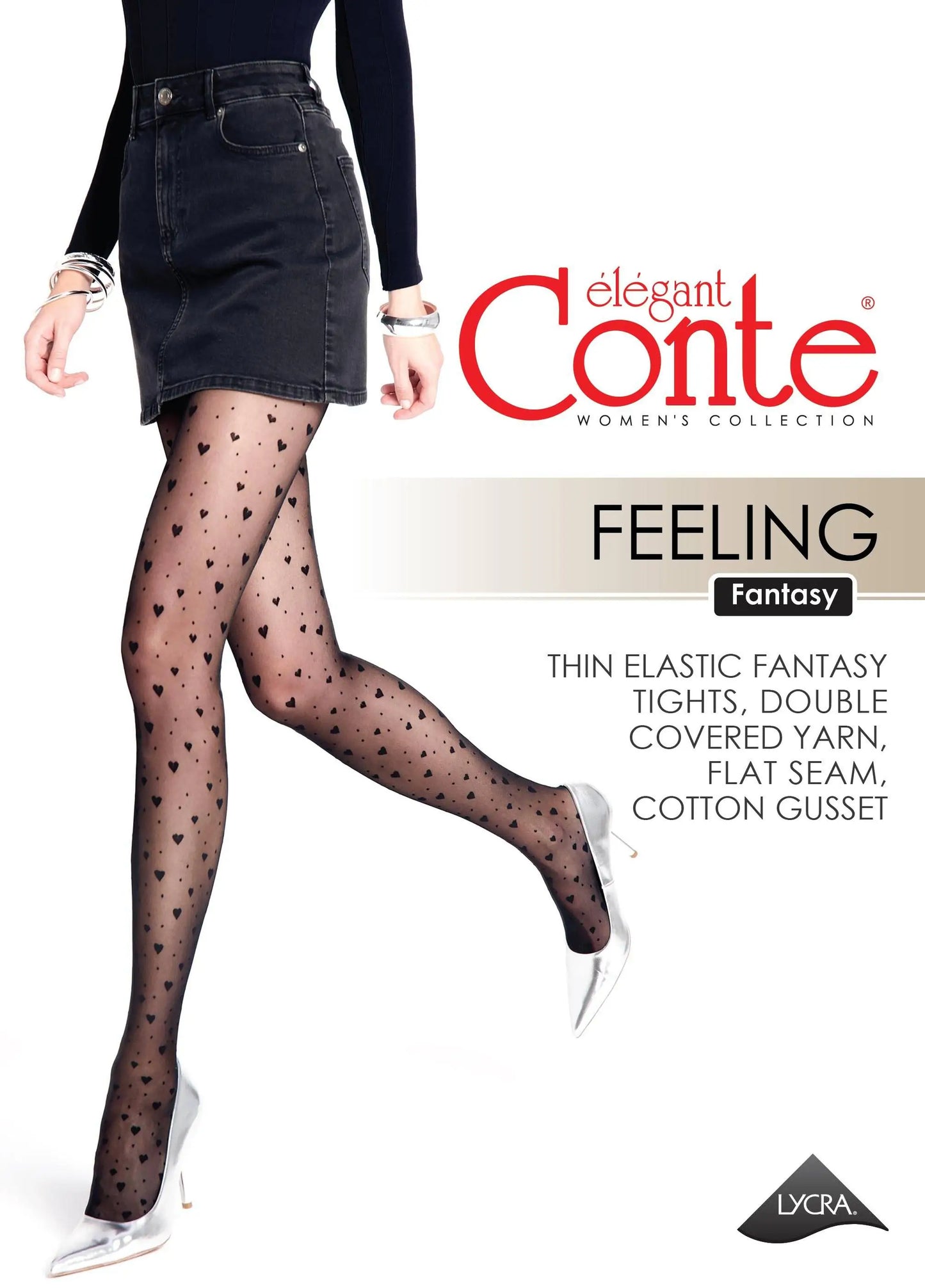 Conte Feeling 20 Den - Fantasy Women's Tights with hearts and dots (23S-68SP)