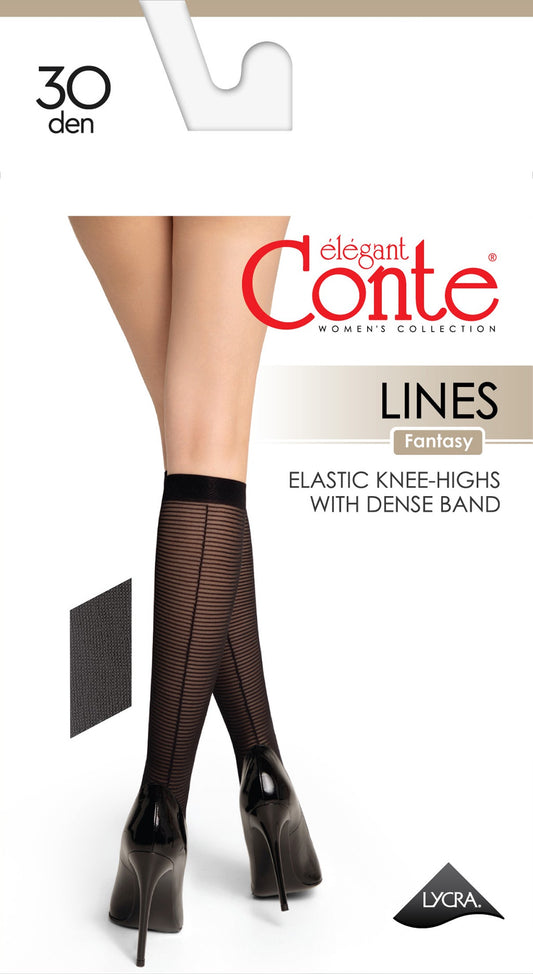 Conte Lines 30 Den - Fantasy Knee-Highs for Women (24S-8SP)